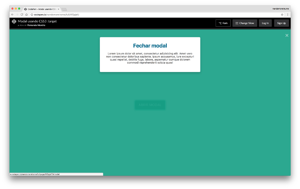 Usando o pseudo selector :target para criar modal apenas com CSS