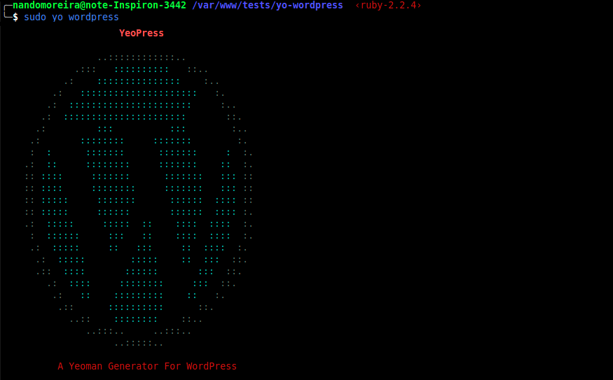 yo wordpress command